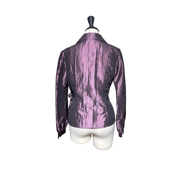 Simon Chang Dressy Formal Purple Crossover Wrap Jacket Blouse Size 4 - Picture 4 of 5